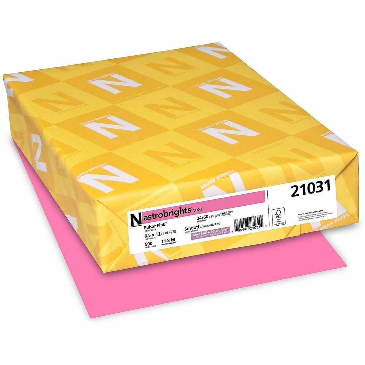 Astrobrights Colour Copy Paper- Pulsar Pink - Letter - 8 1/2" x 11" - 24 lb Basis Weight - FSC - Acid-free, Lignin-free 