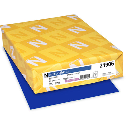 Astrobrights Color Paper - Letter - 8 1/2" x 11" - 24 lb Basis Weight - Acid-free, Lignin-free - Blast-off Blue - 500 / 