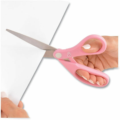 Westcott 8" Breast Cancer Awareness Straight Scissors - 8" Overall Length - Straight-left/right - Stainless Steel - Pink