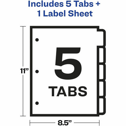 Avery® Big Tab Index Maker Index Divider - 5 x Divider(s) - Print-on Tab(s) - 5 - 5 Tab(s)/Set - 8.5" Divider Width x 11