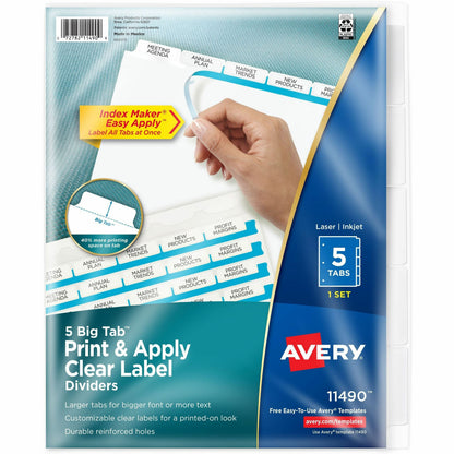 Avery® Big Tab Index Maker Index Divider - 5 x Divider(s) - Print-on Tab(s) - 5 - 5 Tab(s)/Set - 8.5" Divider Width x 11
