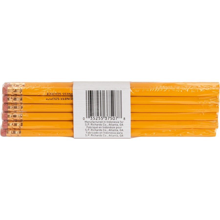 Business Source Woodcase No. 2 Pencils - #2 - Yellow Wood Barrel - 12 / Dozen