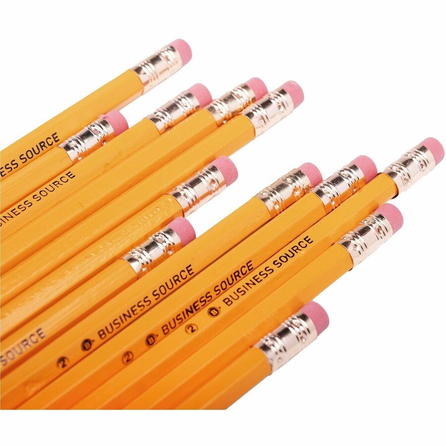 Business Source Woodcase No. 2 Pencils - #2 - Yellow Wood Barrel - 12 / Dozen