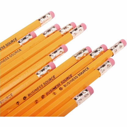 Business Source Woodcase No. 2 Pencils - #2 - Yellow Wood Barrel - 12 / Dozen