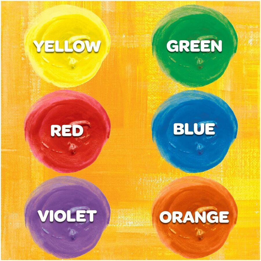 Crayola Washable Kids' Paint Set - 6 Color(s) - Yellow, White, Orange, Green, Red, Blue - 2 fl oz - Washable - 6 / Set
