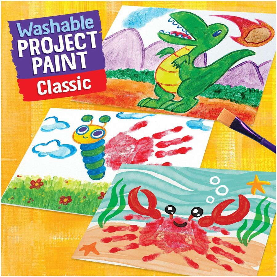 Crayola Washable Kids' Paint Set - 6 Color(s) - Yellow, White, Orange, Green, Red, Blue - 2 fl oz - Washable - 6 / Set