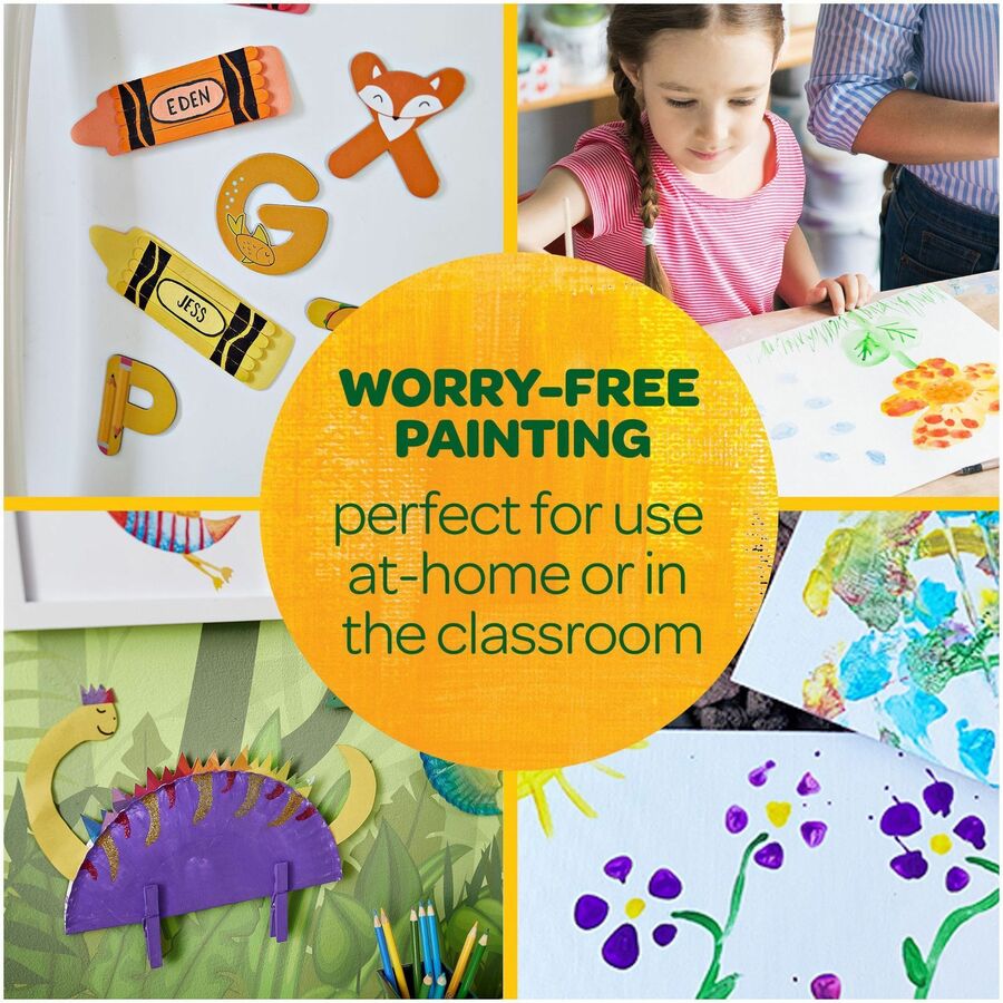 Crayola Washable Kids' Paint Set - 6 Color(s) - Yellow, White, Orange, Green, Red, Blue - 2 fl oz - Washable - 6 / Set