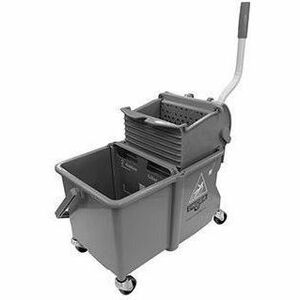Unger Dual Compartment Mop Bucket - 4 gal - Ergonomic Design, Dual Bucket, Light Weight, Caster - Plastic - Gray - 1 Car