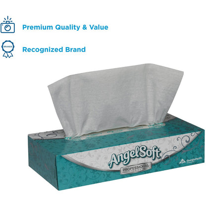 Angel Soft Professional Series Premium Facial Tissue - 2 Ply - 8.85" Width x 7.65" Length - White - Fiber - 100/Box - 30
