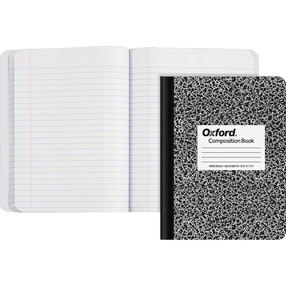TOPS Wide-Ruled Composition Book - 100 Sheets - Sewn - Wide Ruled Front Ruling - Ruled Red Margin - 9 3/4" x 7 1/2" Shee