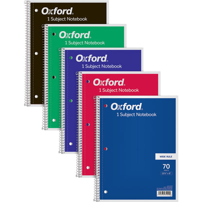 TOPS Wide Rule 1-subject Spiral Notebook - 70 Sheets - Wire Bound - 10 1/2" x 8" Sheet Size - 0.25" Height x 8" Width x 