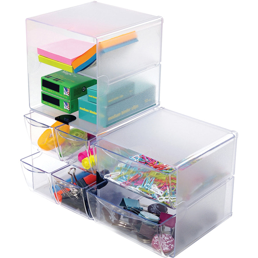 Deflecto Stackable Cube Organizer - 2 Compartment(s) - 6" Height x 6" Width x 6" Depth - Desktop - Stackable - Clear - P