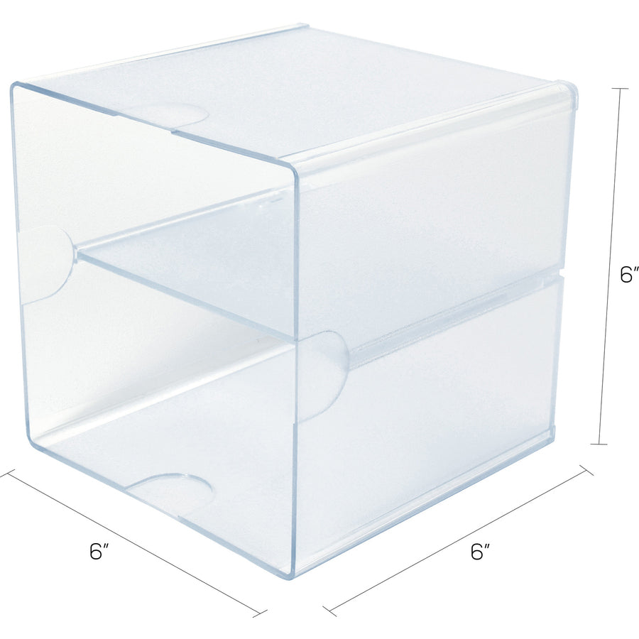 Deflecto Stackable Cube Organizer - 2 Compartment(s) - 6" Height x 6" Width x 6" Depth - Desktop - Stackable - Clear - P