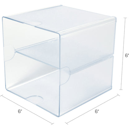 Deflecto Stackable Cube Organizer - 2 Compartment(s) - 6" Height x 6" Width x 6" Depth - Desktop - Stackable - Clear - P