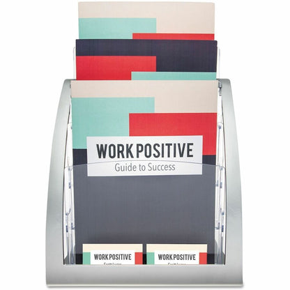 Deflecto Contemporary Literature Holder - 3 Tier(s) - 13.31" Height x 11.24" Width x 6.94" Depth - Floor - Silver - 1 Ea