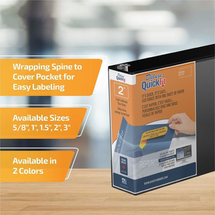 QuickFit 9500 Ring Binder - 2" Binder Capacity - Legal - 8 1/2" x 14" Sheet Size - 400 Sheet Capacity - 3 x 2" Ring - Fa