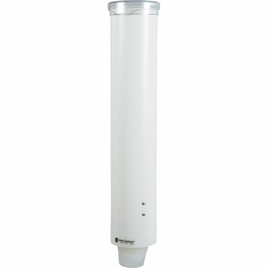 San Jamar Small Pull-type Water Cup Dispenser - 16" Tube - Pull Dispensing - Wall Mountable - Transparent White - Plasti