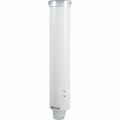 San Jamar Small Pull-type Water Cup Dispenser - 16" Tube - Pull Dispensing - Wall Mountable - Transparent White - Plasti