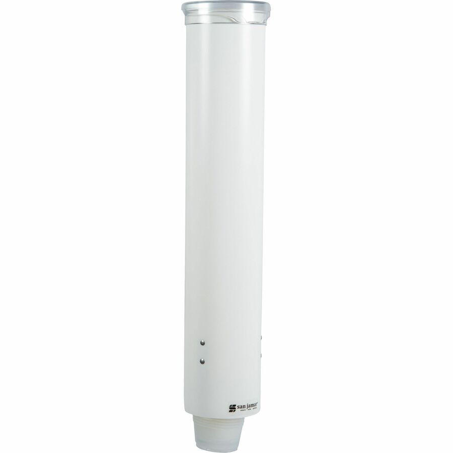 San Jamar Small Pull-type Water Cup Dispenser - 16" Tube - Pull Dispensing - Wall Mountable - Transparent White - Plasti