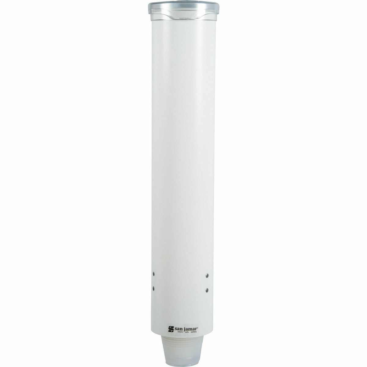 San Jamar Small Pull-type Water Cup Dispenser - 16" Tube - Pull Dispensing - Wall Mountable - Transparent White - Plasti