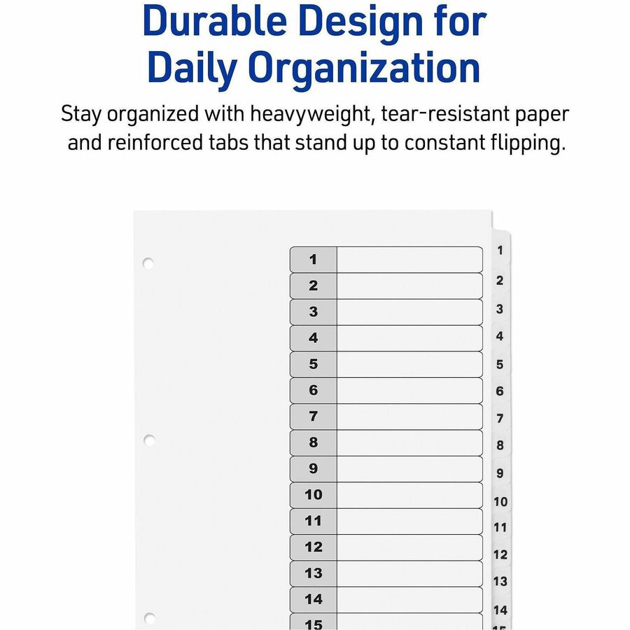 Avery Dividers, 15 Tabs, Ready Index (3 Sets of 11079) - 45 x Divider(s) - 45 Tab(s) - Digit - 1-15 - 15 Tab(s)/Set - 3 