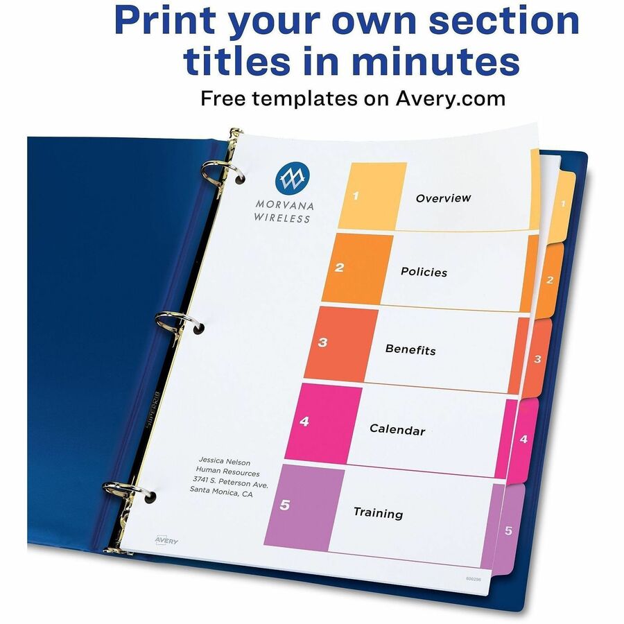Avery Dividers, 5 Tabs, Ready Index (3 Sets of 11070) - 15 x Divider(s) - 15 Tab(s) - Digit - 1-5 - 5 Tab(s)/Set - 36 / 