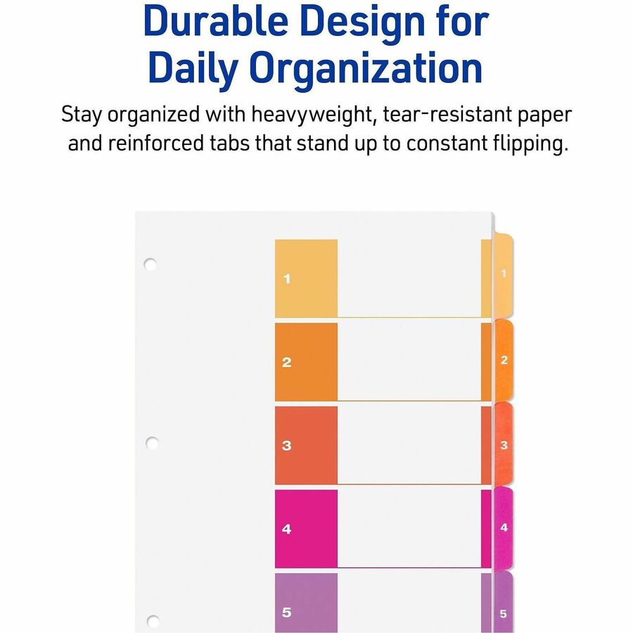 Avery Dividers, 5 Tabs, Ready Index (3 Sets of 11070) - 15 x Divider(s) - 15 Tab(s) - Digit - 1-5 - 5 Tab(s)/Set - 36 / 