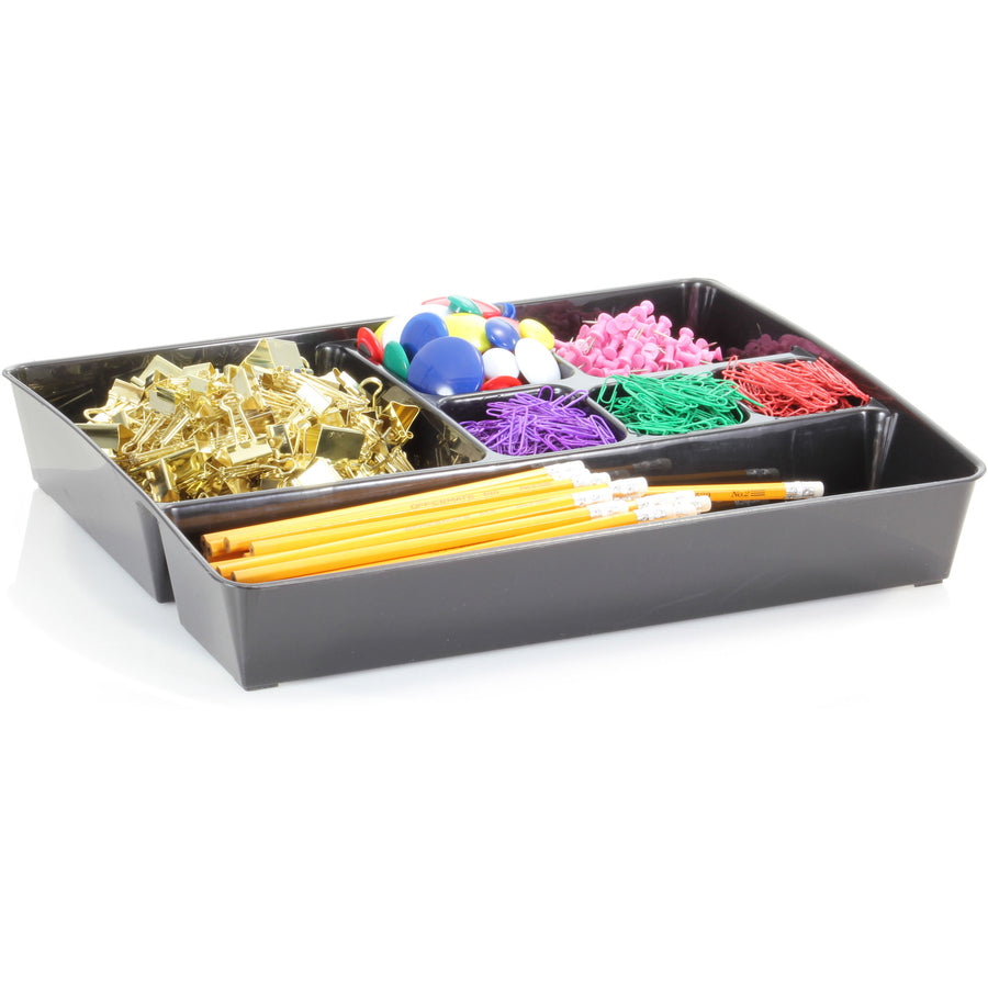 Officemate Deep Desk Drawer Tray - 7 Compartment(s) - 2.25" Height x 11.50" Width x 15.12" Length - Black - 1 Each