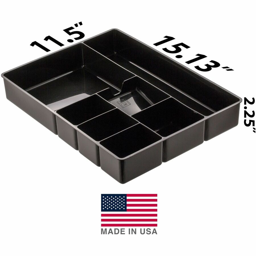Officemate Deep Desk Drawer Tray - 7 Compartment(s) - 2.25" Height x 11.50" Width x 15.12" Length - Black - 1 Each
