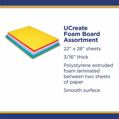 UCreate Economy Foam Boards - 30" Height x 20" Width x 187 mil Thickness - Assorted - Foam - 12 / Carton