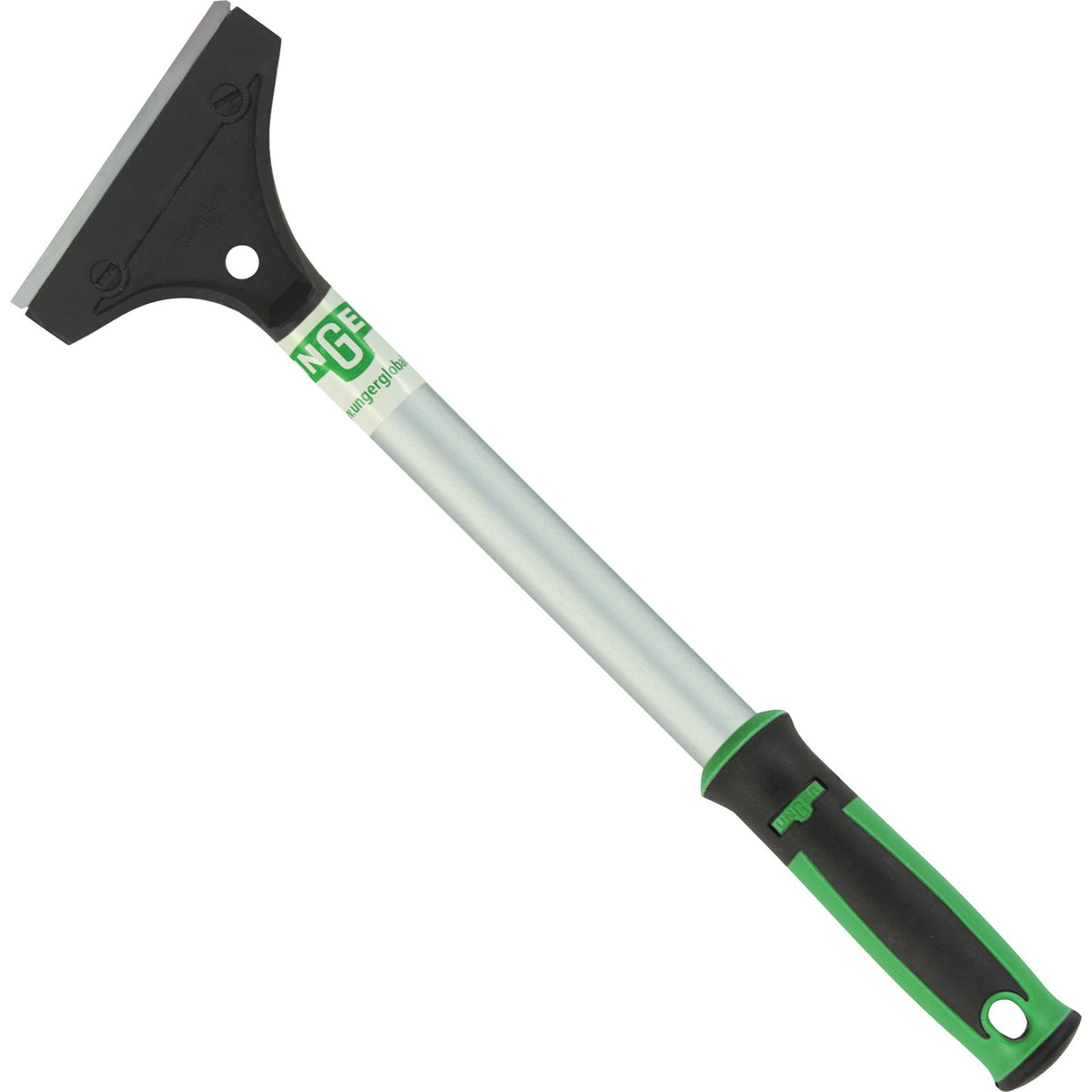 Unger Surface Scraper with 12" Handle - Carbon Steel Blade - 12" Handle - Protective Cap, Ergonomic Handle - Green - 1Ea