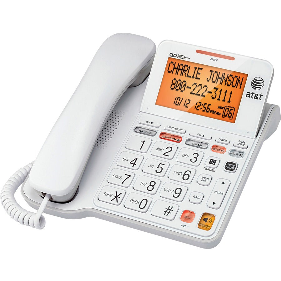 AT&T CL4940 Standard Phone - White - 1 x Phone Line - Speakerphone - Answering Machine