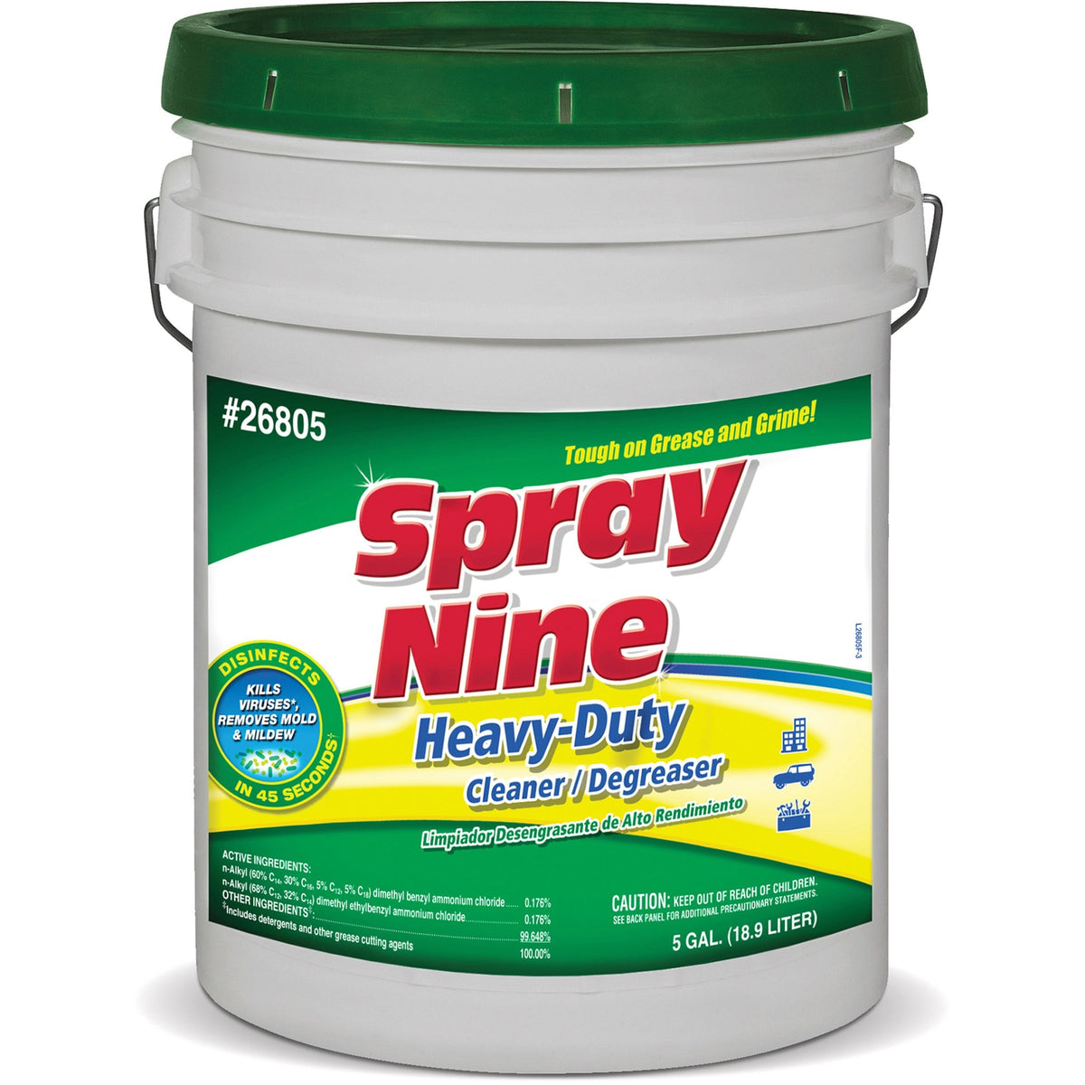 Spray Nine Heavy-Duty Cleaner/Degreaser + Disinfectant - For Multipurpose - 640 fl oz (20 quart) - Mild Scent - 1 Each