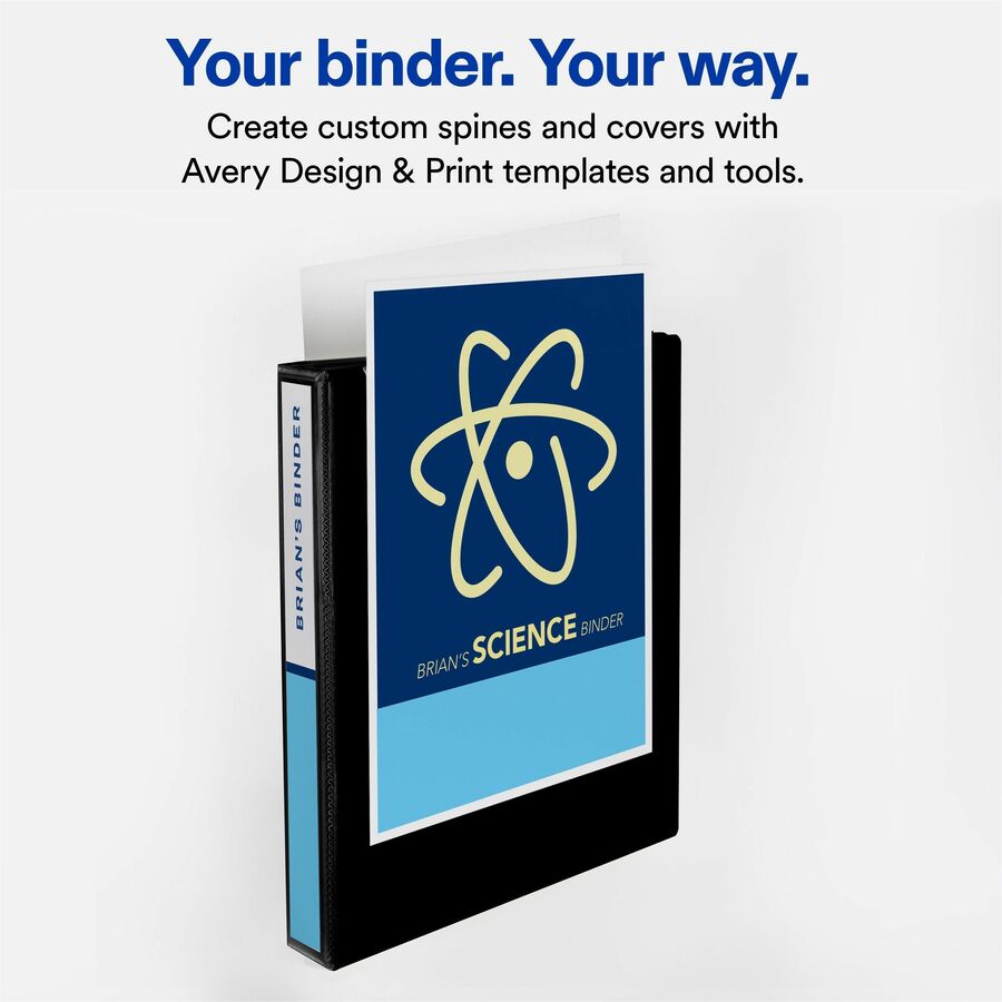Avery® Mini View Binder, 0.5" Round Rings, Black Binder (27725) - 1/2" Binder Capacity - Half-letter - 5 1/2" x 8 1/2" S