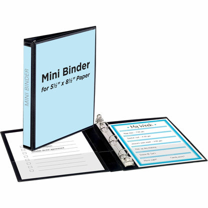 Avery® Mini View Binder, 0.5" Round Rings, Black Binder (27725) - 1/2" Binder Capacity - Half-letter - 5 1/2" x 8 1/2" S