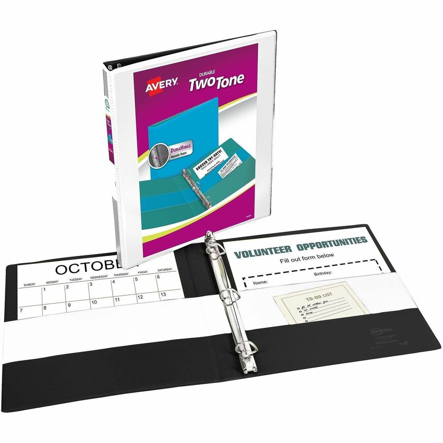 Avery 1/2" Two-Tone View 3-Ring Binder With Pockets - 1/2" Binder Capacity - Letter - 8 1/2" x 11" Sheet Size - 135 Shee
