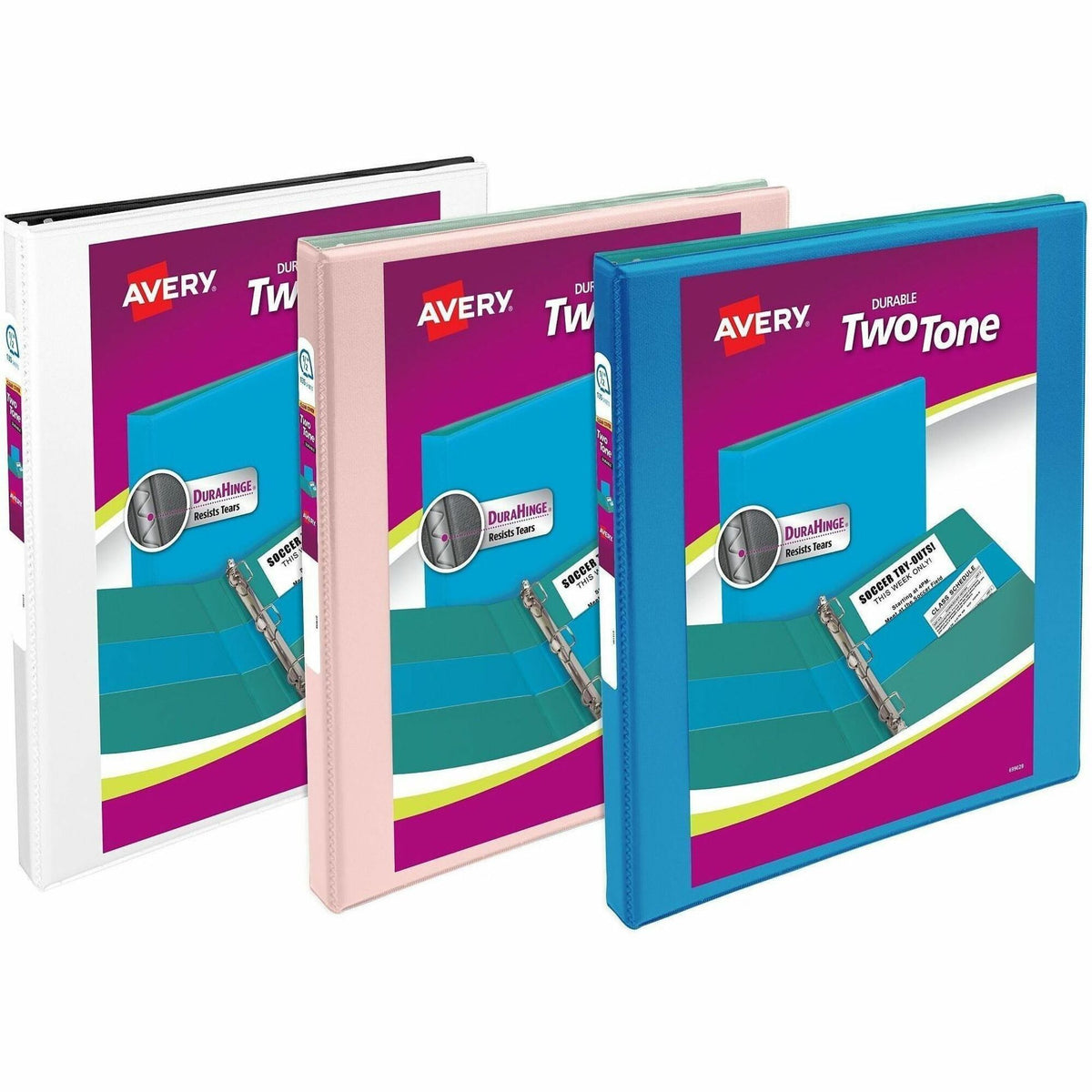 Avery 1/2" Two-Tone View 3-Ring Binder With Pockets - 1/2" Binder Capacity - Letter - 8 1/2" x 11" Sheet Size - 135 Shee