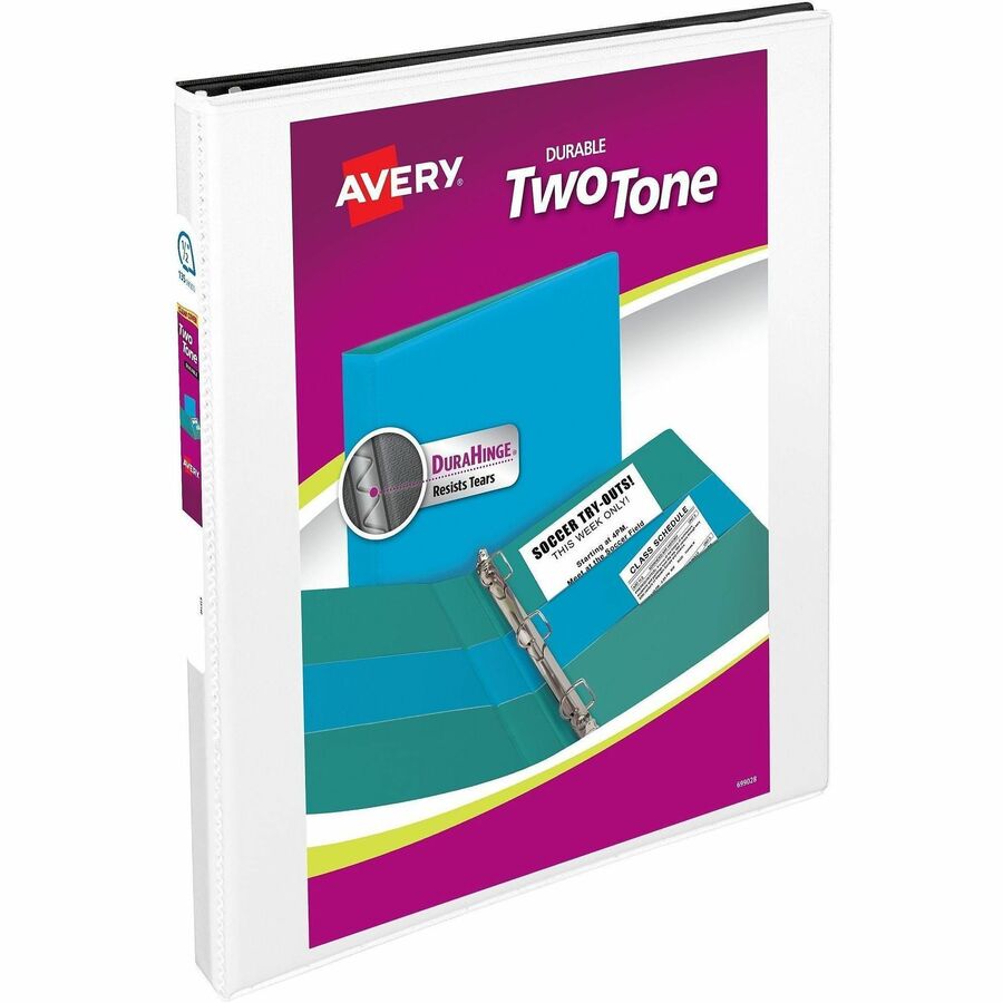 Avery 1/2" Two-Tone View 3-Ring Binder With Pockets - 1/2" Binder Capacity - Letter - 8 1/2" x 11" Sheet Size - 135 Shee