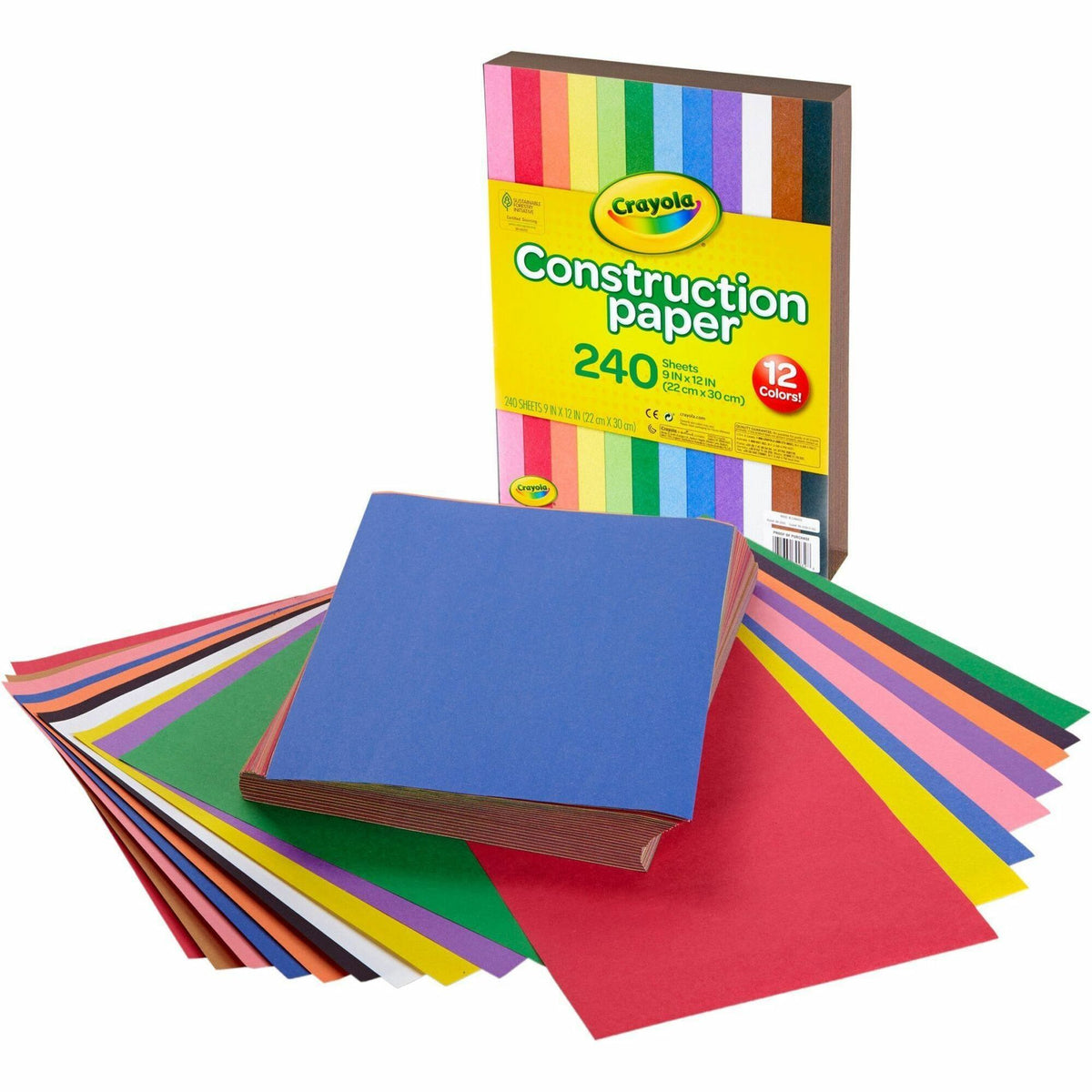Crayola Construction Paper - Craft Project, School Project, Art - 1.60" Height x 9" Width x 12" Length - Assorted - 1 Pa