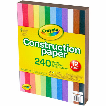 Crayola Construction Paper - Craft Project, School Project, Art - 1.60" Height x 9" Width x 12" Length - Assorted - 1 Pa
