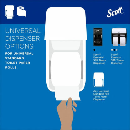 Scott Professional 100% Recycled Fiber Standard Roll Toilet Paper with Elevated Design - 2 Ply - 473 Sheets/Roll - White