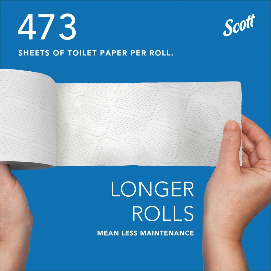 Scott Professional 100% Recycled Fiber Standard Roll Toilet Paper with Elevated Design - 2 Ply - 473 Sheets/Roll - White