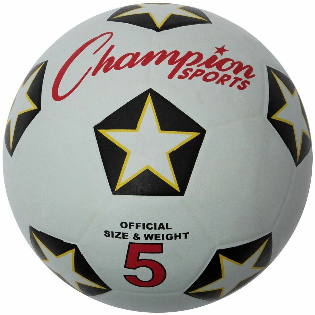 Champion Sports Rubber Soccer Ball Size 5 - 8.75" - Size 5 - Rubber, Nylon - Black, White, Red - 1  Each