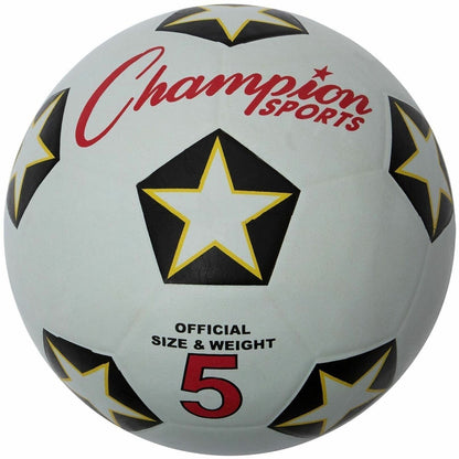 Champion Sports Rubber Soccer Ball Size 5 - 8.75" - Size 5 - Rubber, Nylon - Black, White, Red - 1  Each