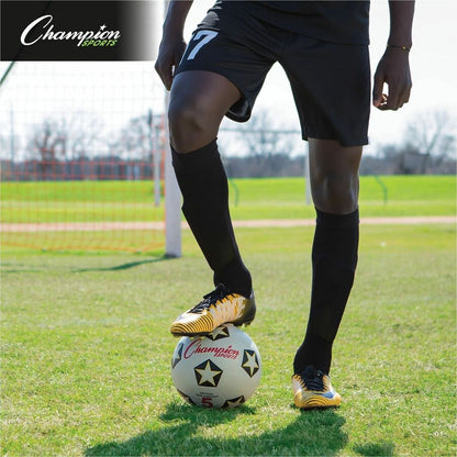 Champion Sports Rubber Soccer Ball Size 5 - 8.75" - Size 5 - Rubber, Nylon - Black, White, Red - 1  Each