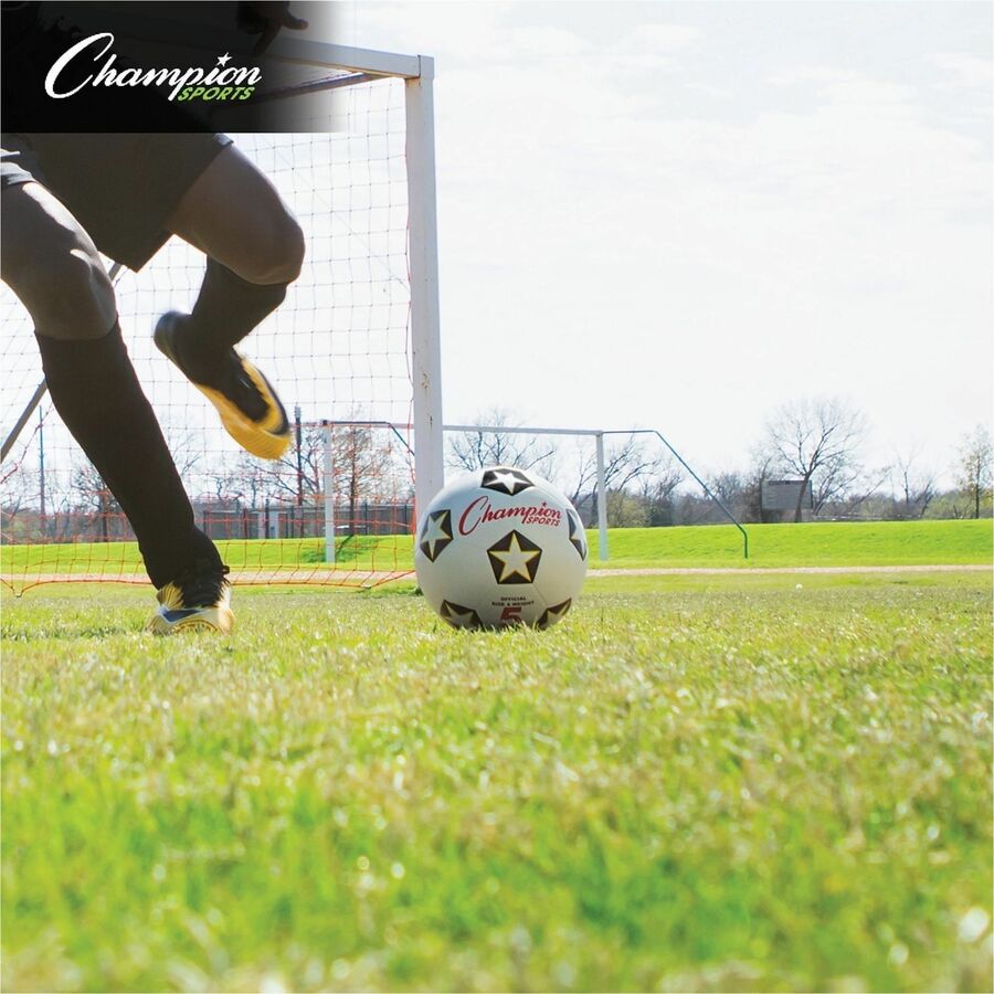 Champion Sports Rubber Soccer Ball Size 5 - 8.75" - Size 5 - Rubber, Nylon - Black, White, Red - 1  Each