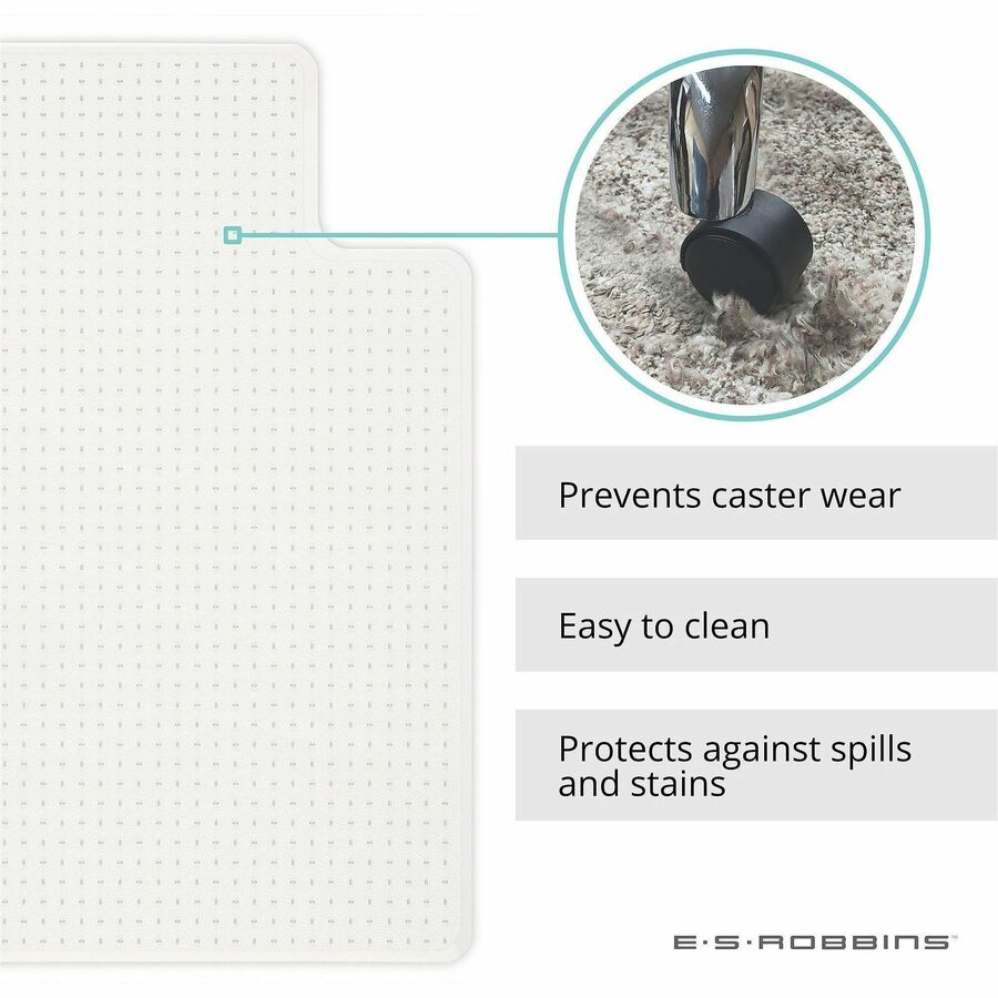 ES ROBBINS High-Pile Carpet Chair Mat - Pile Carpet, High Pile Carpet - 53" Length x 45" Width - Lip Size 12" Length x 2