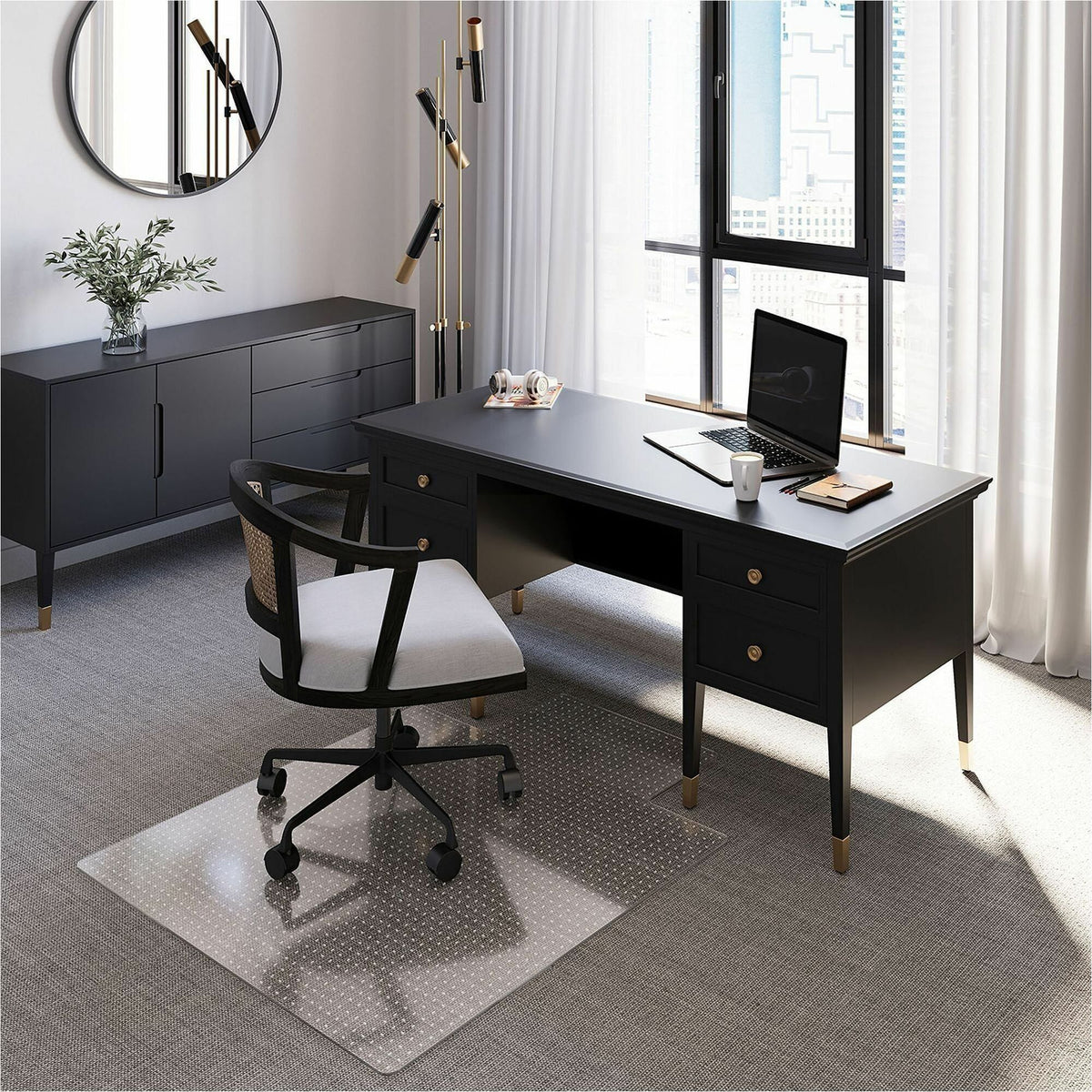 ES ROBBINS EverLife Chair Mat with Lip - Pile Carpet - 53" Length x 45" Width x 0.100" Thickness - Lip Size 12" Length x