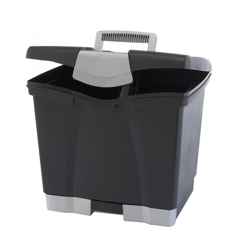 Storex Portable file Box with Drawer - External Dimensions: 11.5" Width x 14.3" Depth x 13" Height - Latch Lock Closure 
