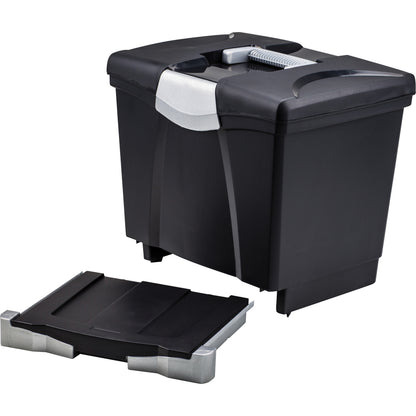 Storex Portable file Box with Drawer - External Dimensions: 11.5" Width x 14.3" Depth x 13" Height - Latch Lock Closure 